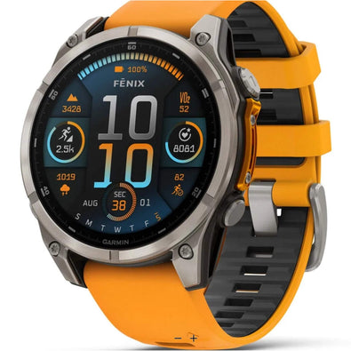 Garmin fēnix® 8, 47 mm, AMOLED, Sapphire, Titanium with Spark Orange/Graphite Silicone Band