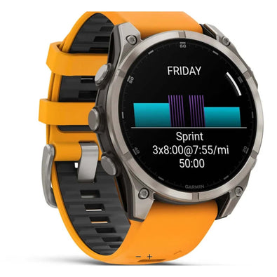 Garmin fēnix® 8, 47 mm, AMOLED, Sapphire, Titanium with Spark Orange/Graphite Silicone Band