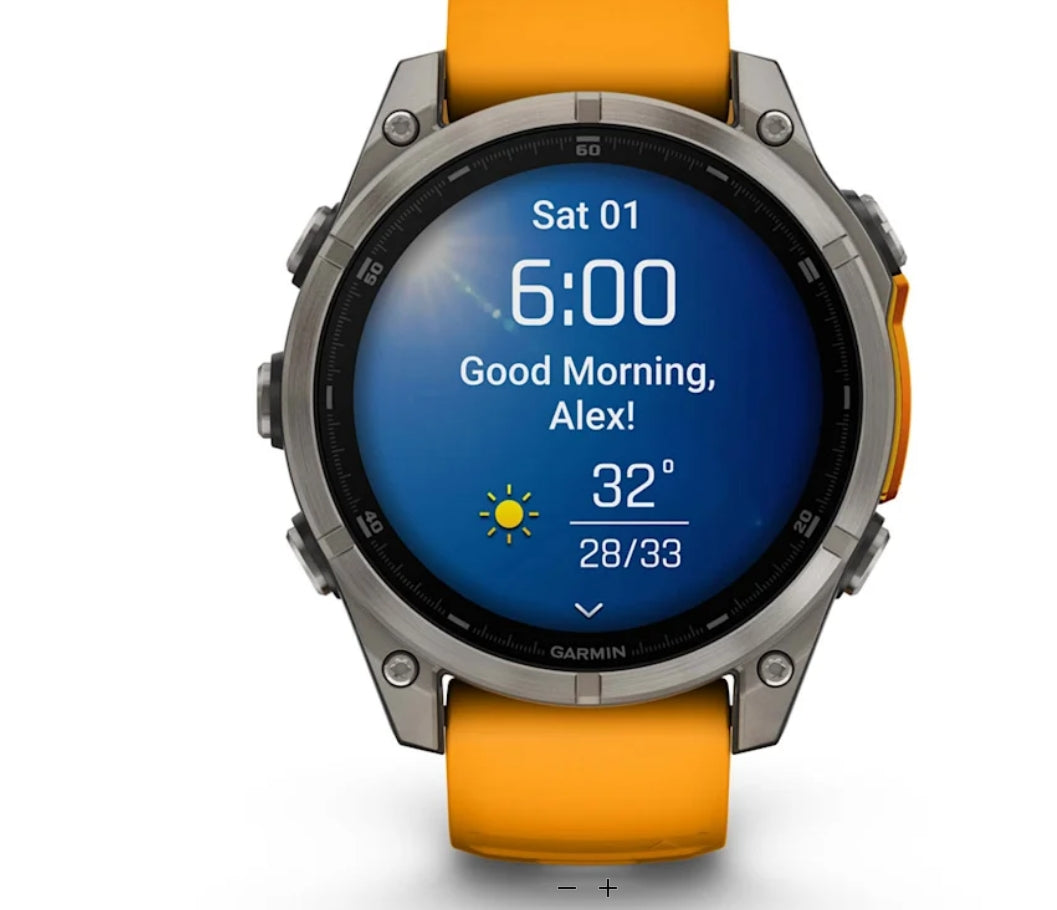 Garmin fēnix® 8, 47 mm, AMOLED, Sapphire, Titanium with Spark Orange/Graphite Silicone Band