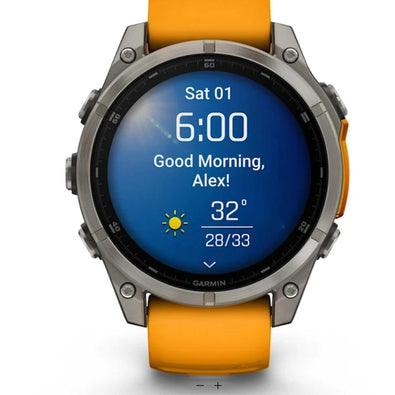 Garmin fēnix® 8, 47 mm, AMOLED, Sapphire, Titanium with Spark Orange/Graphite Silicone Band