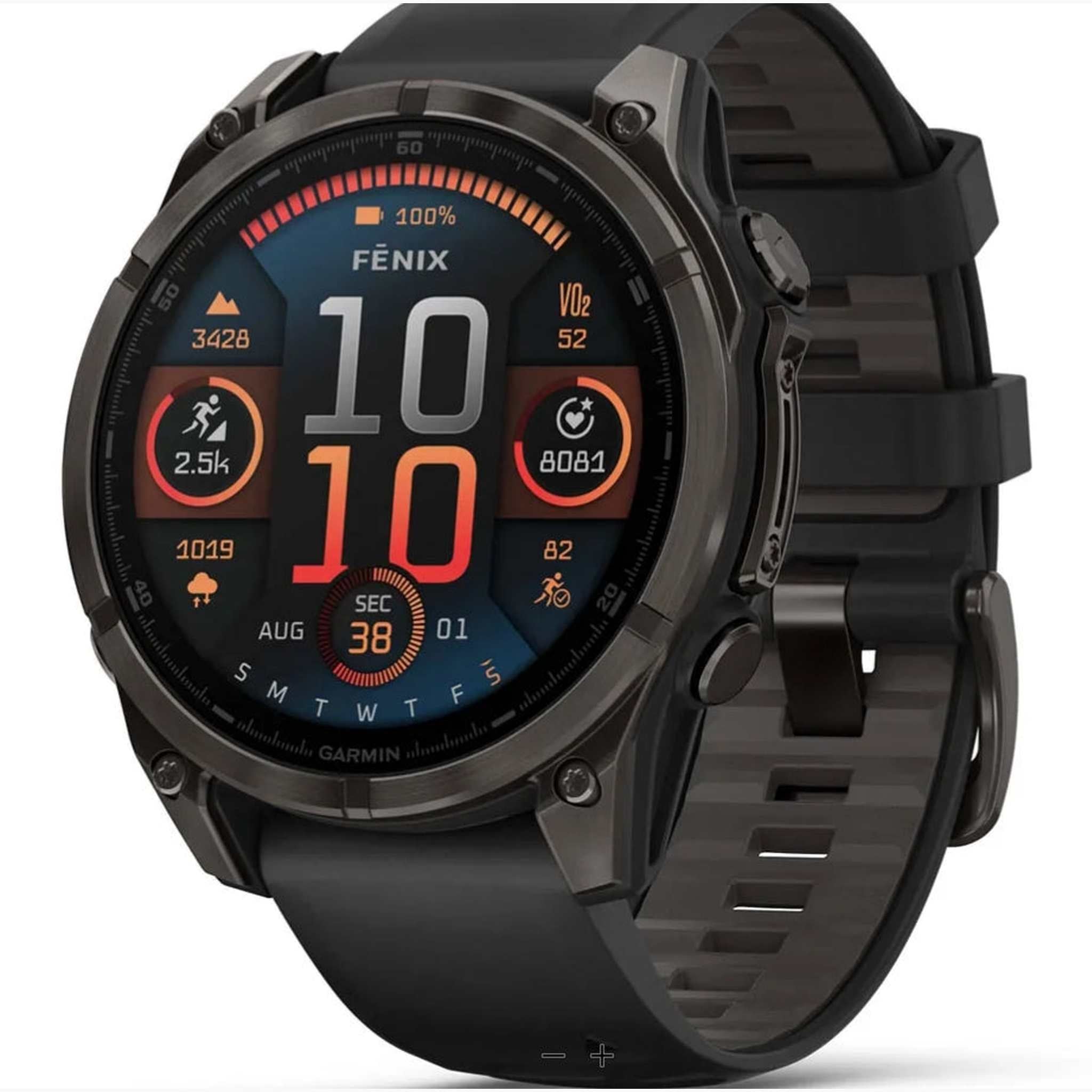 Garmin fēnix® 8, 47 mm, AMOLED, Sapphire, Carbon Gray DLC Titanium with Black/Pebble Gray Silicone Band