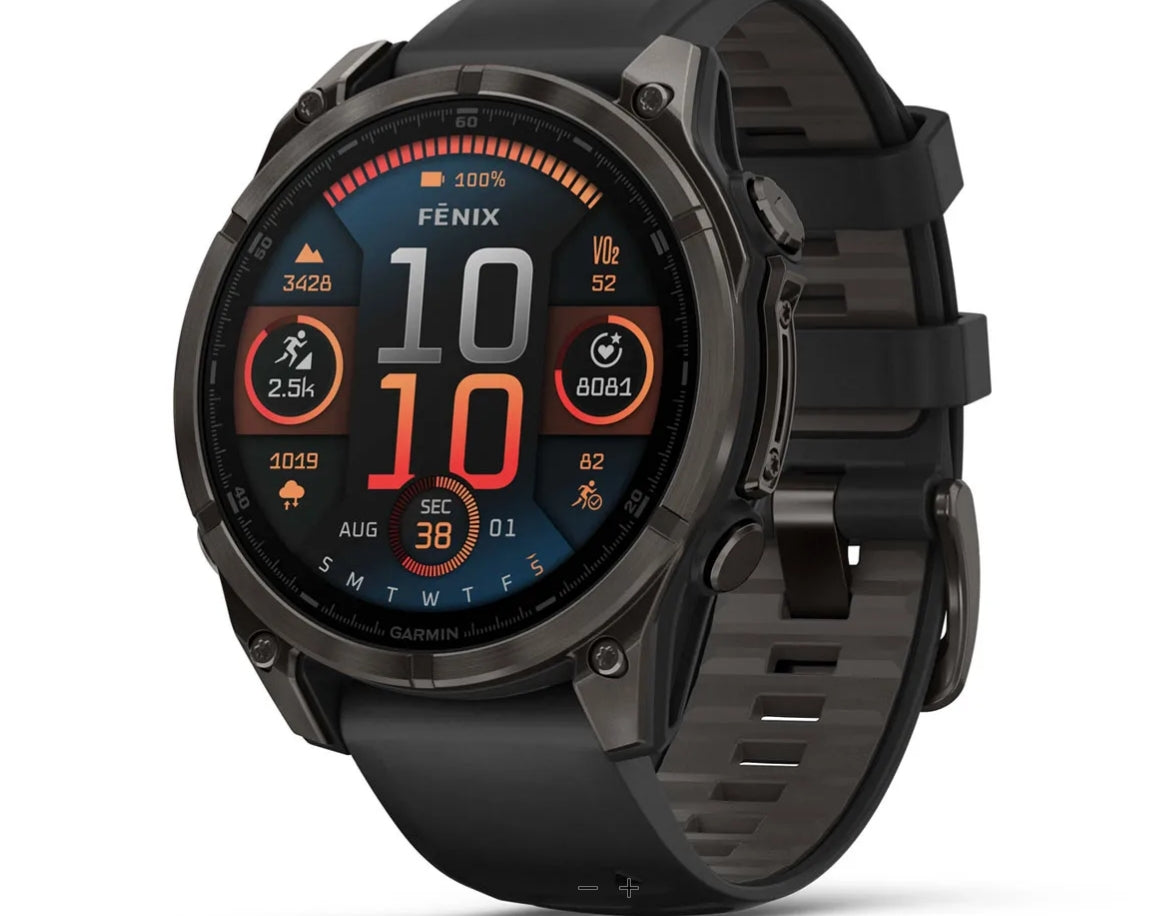 Garmin fēnix® 8, 47 mm, AMOLED, Sapphire, Carbon Gray DLC Titanium with Black/Pebble Gray Silicone Band