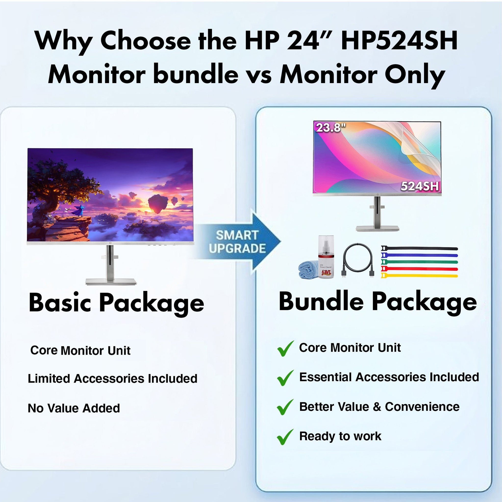 HP 524SH 23.8" 16:9 FreeSync IPS Monitor Bundle