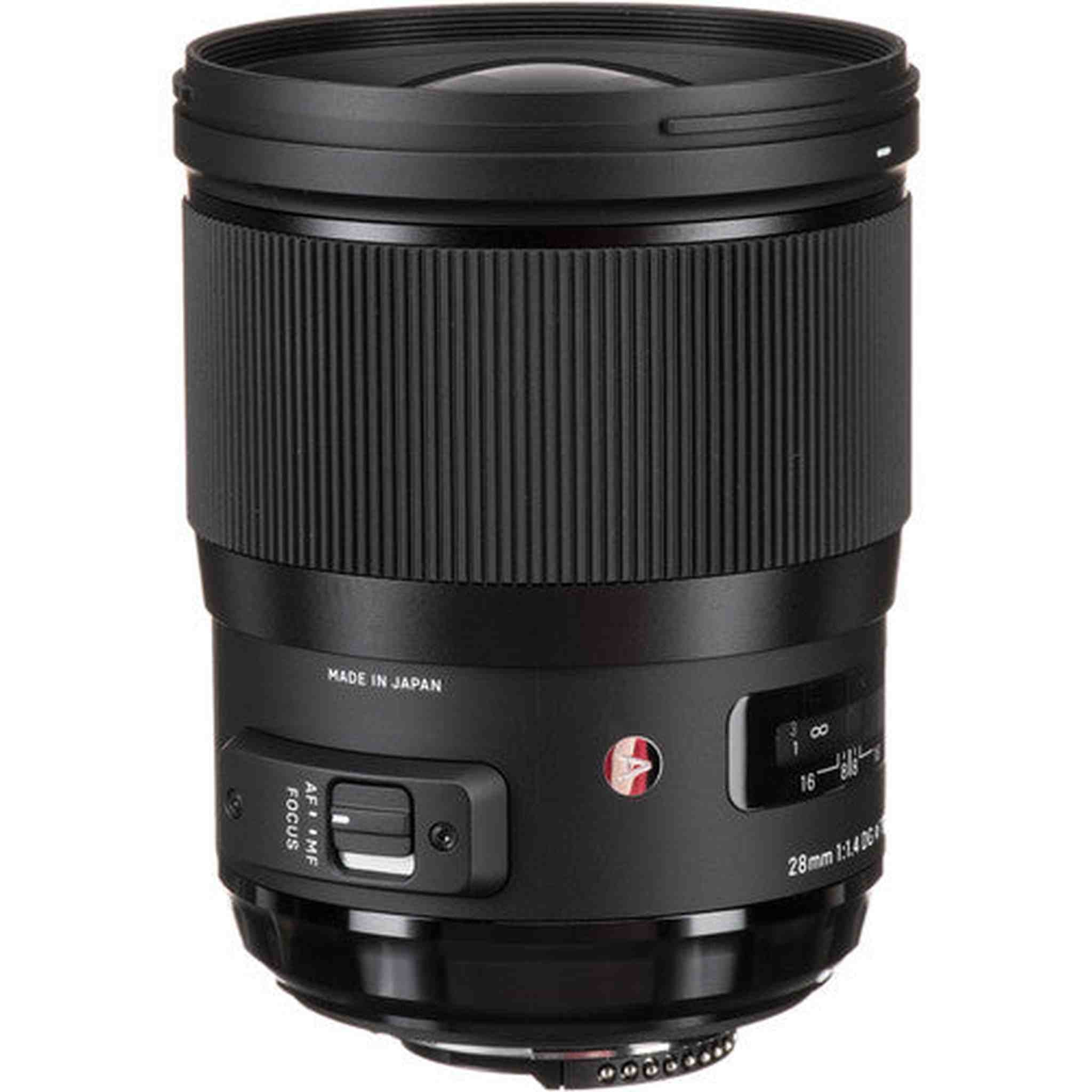 Sigma 28mm f/1.4 DG HSM Art Lens for Nikon F with Cleaning Kit, 57" Tripod, 32GB Memory Kit, Filter Kits, and Case Bundle