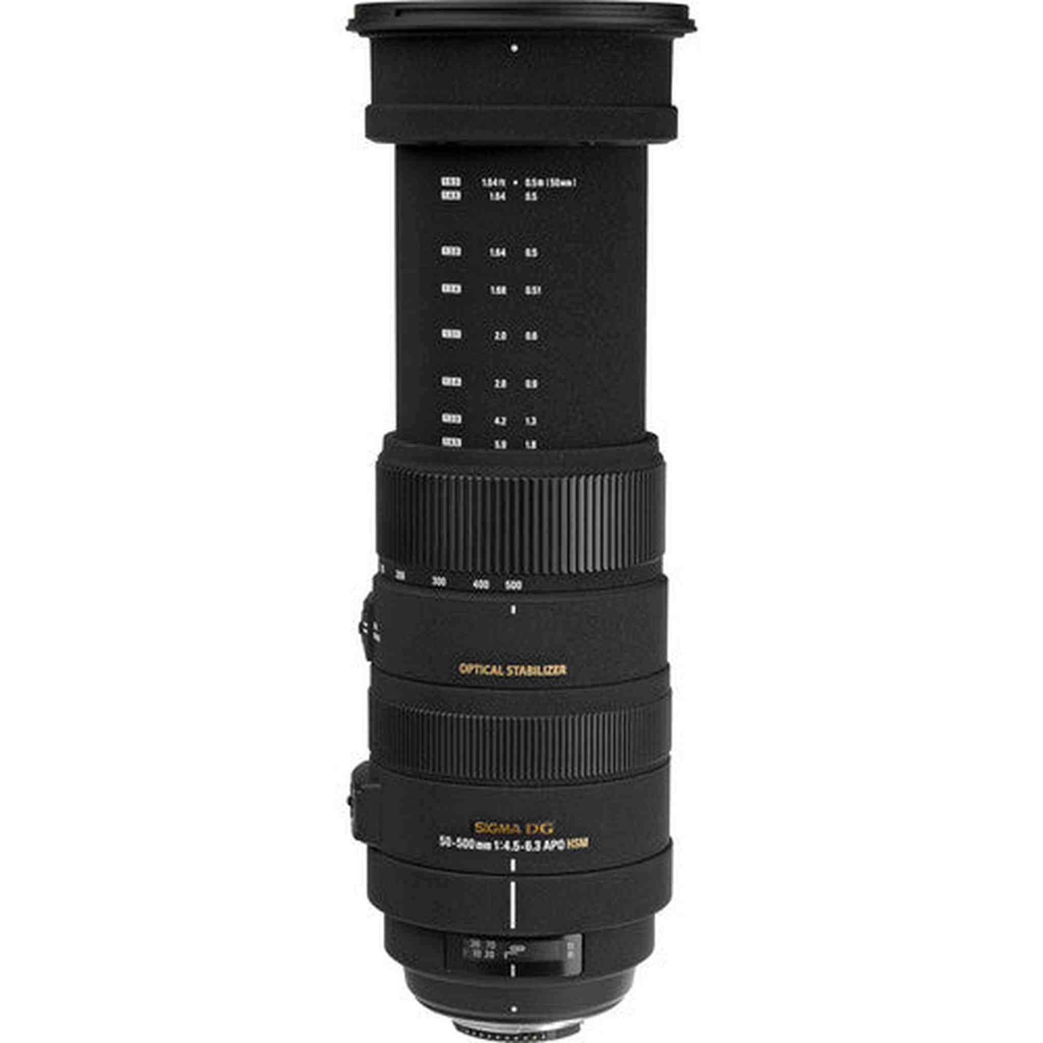 Sigma 50-500mm f/4.5-6.3 APO DG OS HSM Lens for Nikon with Cleaning Kit, Full Size Tripod, 32GB Memory Kit, and Backpack