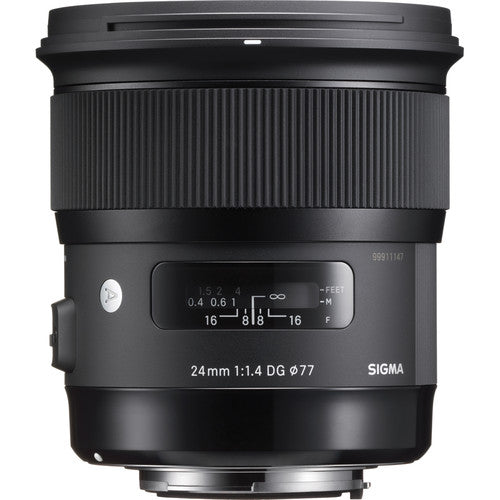 Sigma 24mm f/1.4 DG HSM Art Lens for Canon EF with Cleaning Kit, Tripod, 32GB Memory Kit, Filter Kits, and Padded Case