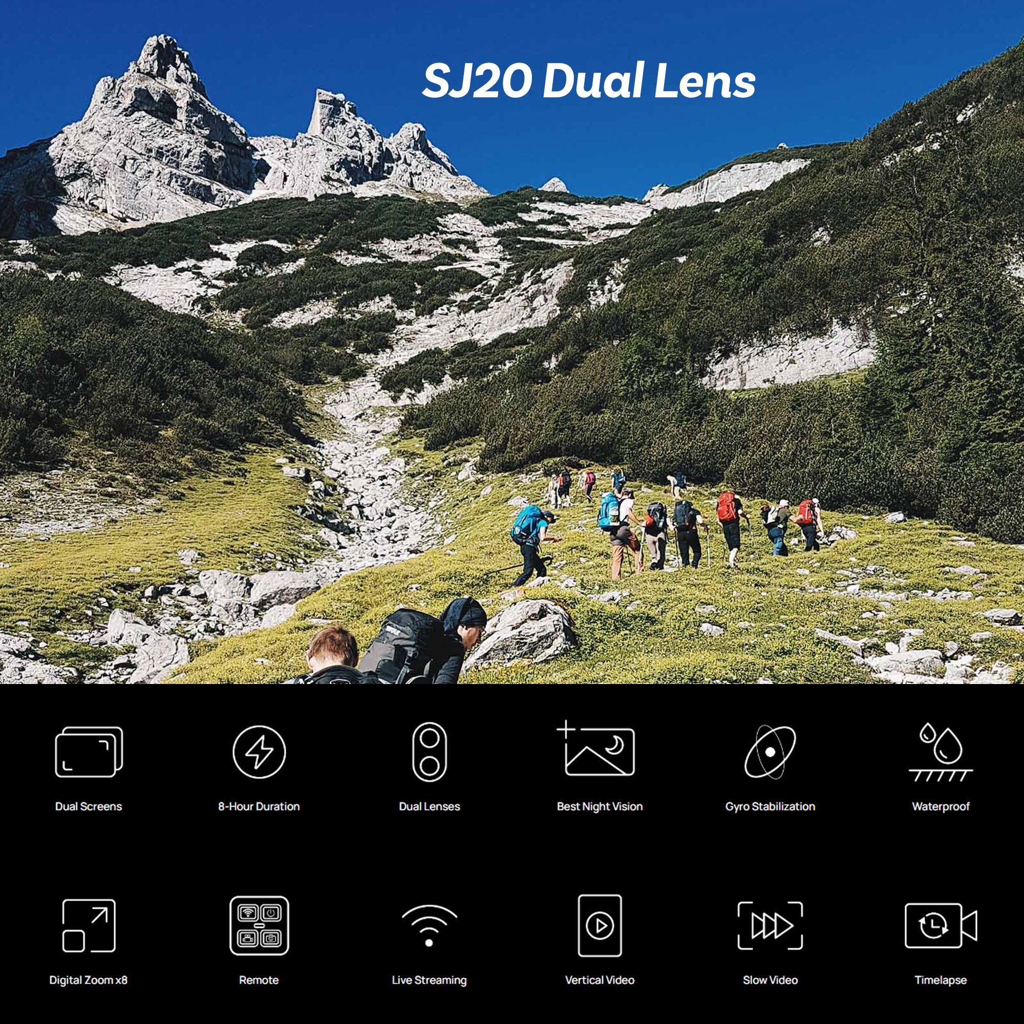 SJCAM SJ20 Dual Lens Action Camera Bundle