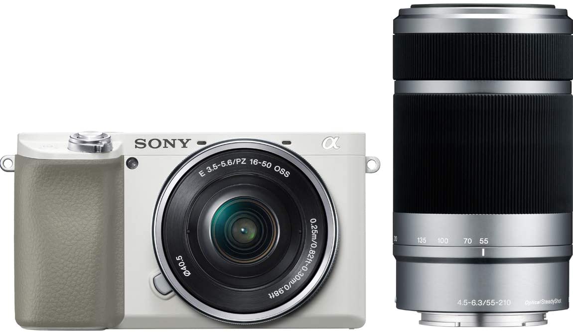 Sony Alpha a6100 24.2MP Mirrorless Camera - White (with 16-50mm and 55-210mm Lens)