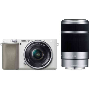 Sony Alpha a6100 24.2MP Mirrorless Camera - White with 16-50mm and 55-210mm Lens