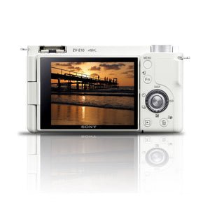 Sony Alpha ZV-E10 - APS-C Interchangeable Lens Mirrorless Vlog Camera Kit - White