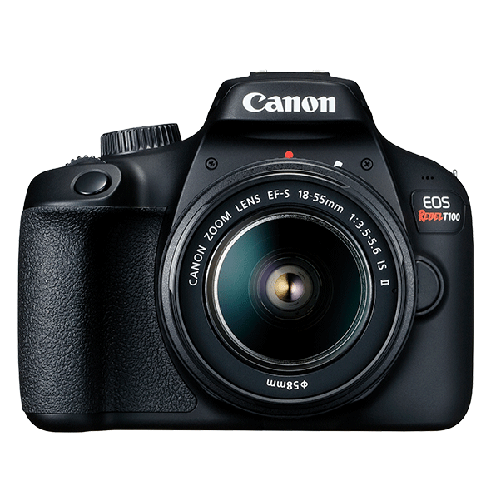 Canon EOS Rebel T100 / 4000D DSLR Camera with 18-55mm Lens + 4K Monitor + More