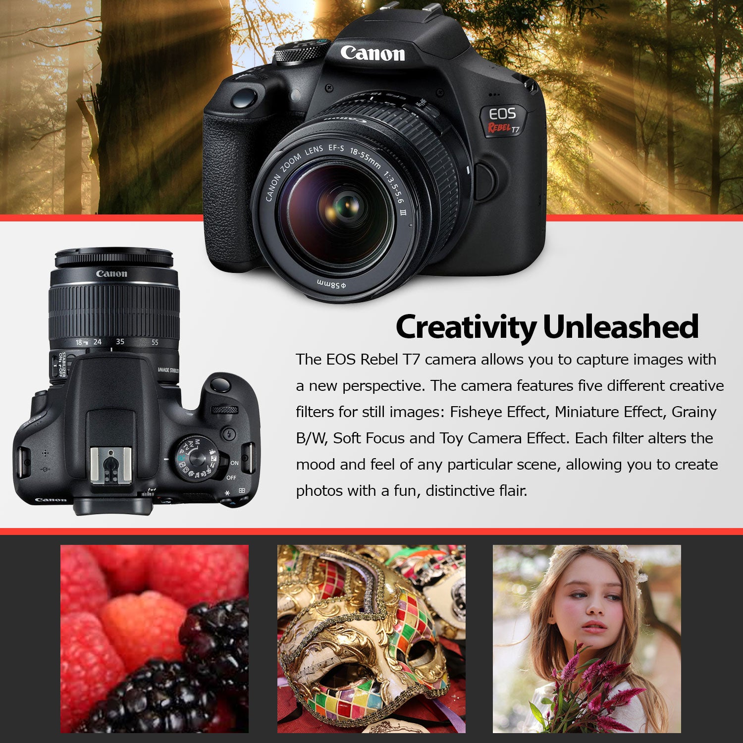 Canon Rebel T7 DSLR Camera with 18-55mm DC III Lens Kit & Sandisk 64GB Ultra Speed Memory Card, Carrying Case | Limited Edition