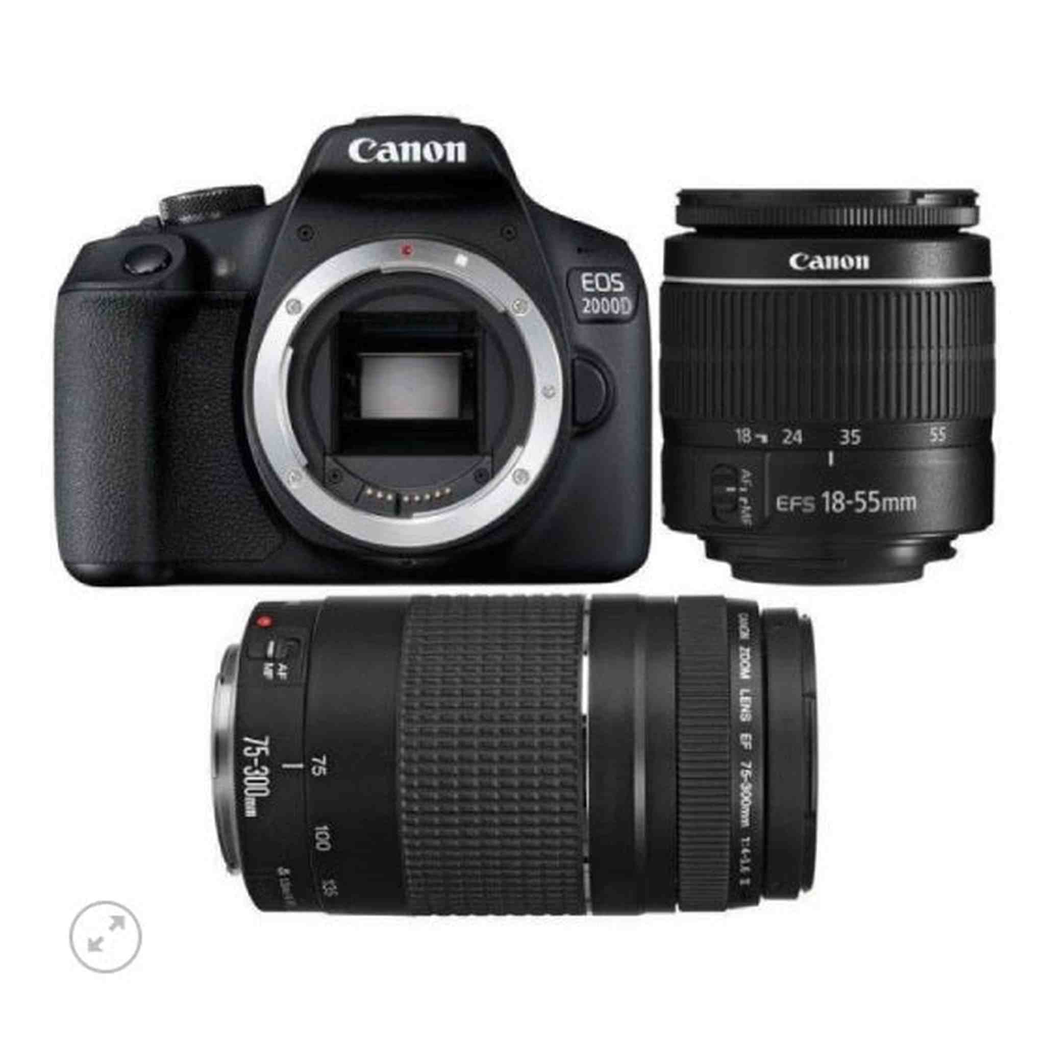 Canon EOS 2000d Rebel T7 EF18-55mm + EF 75-300mm Double Zoom KIT Canon