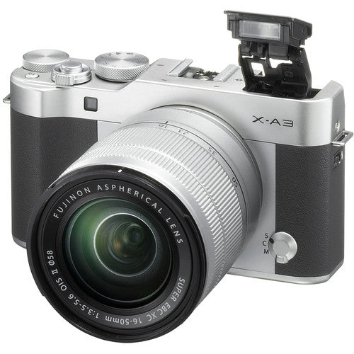 FUJIFILM X-A3 Mirrorless Digital Camera with 16-50mm Lens (Silver), Cleaning Kit and 32GB Memory Card Kit