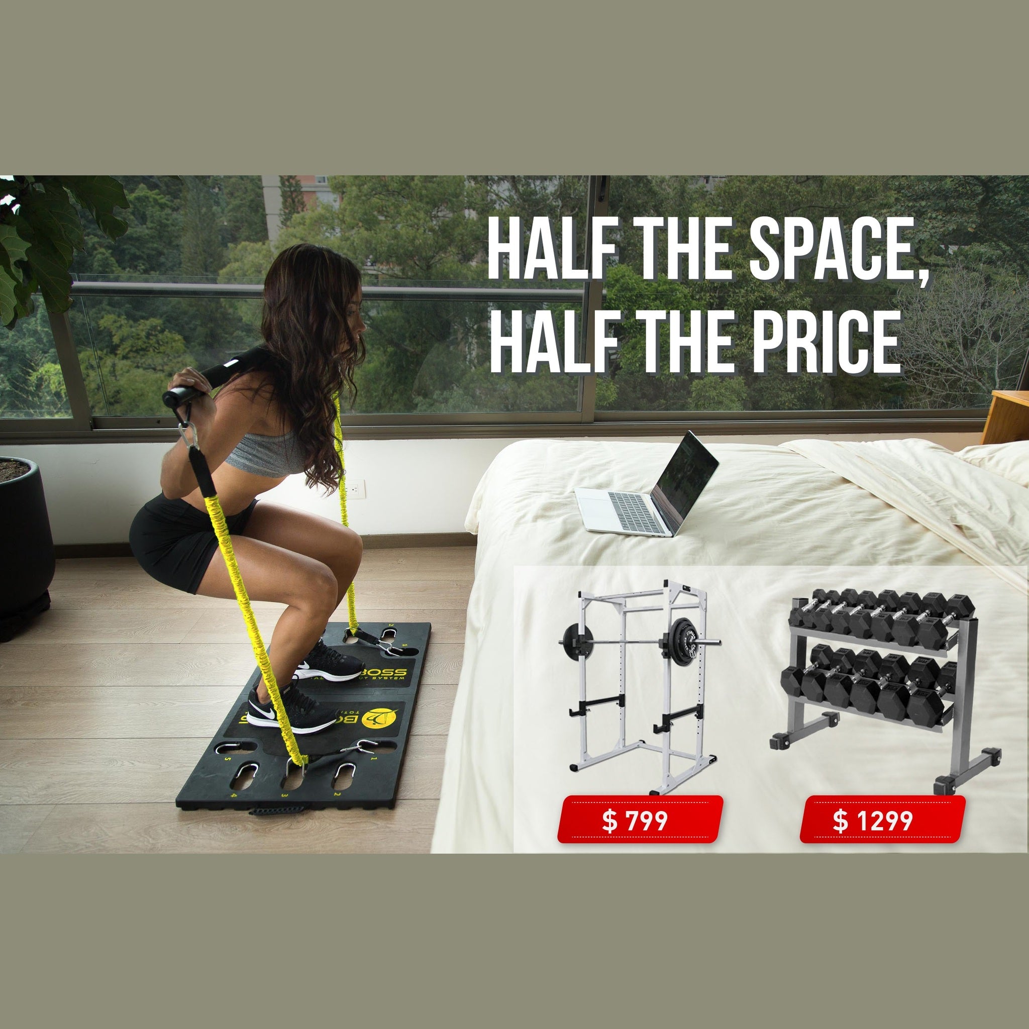 BodyBoss Home Gym 2.0 By 6Ave- Full Portable Gym Home Workout Bundle - PKG4-Yellow