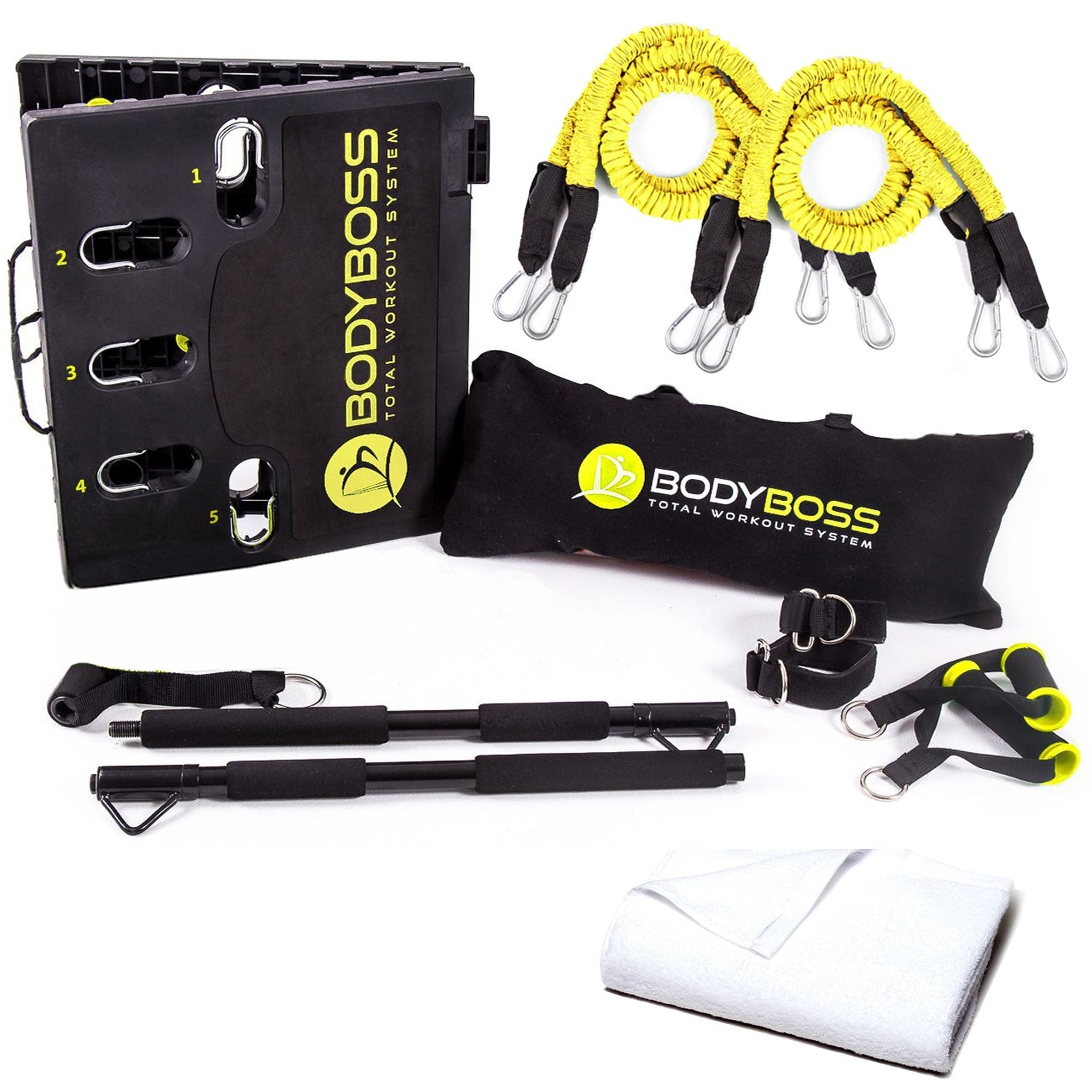 BodyBoss Home Gym 2.0 By 6Ave- Full Portable Gym Home Workout Bundle - PKG4-Yellow