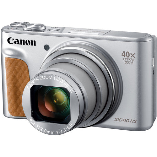 Canon PowerShot SX740 Digital Camera (Silver) with LED Light, Memory Card Bundle