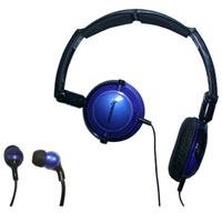 Soniq KABOOM! Headphone/Earphone Combo Pack, 18 Hz to 22 kHz Frequency Response, Blue