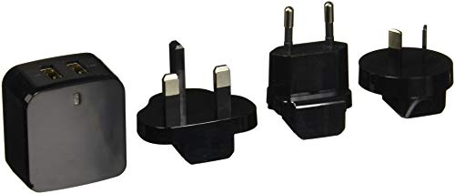 StarTech.com Travel USB Wall Charger - 2 Port - Black - Universal Travel Adapter - International Power Adapter - USB Cha