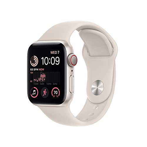 Apple Watch SE (2nd Gen) [GPS + Cellular 40mm] Smart Watch w/Starlight Aluminum Case & Starlight Sport Band - M/L.