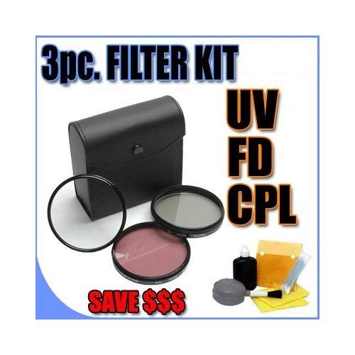 3 Piece Filter Kit UV, FD, CPL 43mm Filters w/ Hard Case for Sony Handycam HDD Hard Disk Drive Camcorders