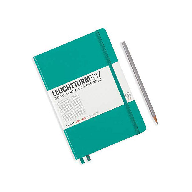 LEUCHTTURM1917 - Medium A5 Squared Hardcover Notebook (Emerald) - 251 Numbered Pages