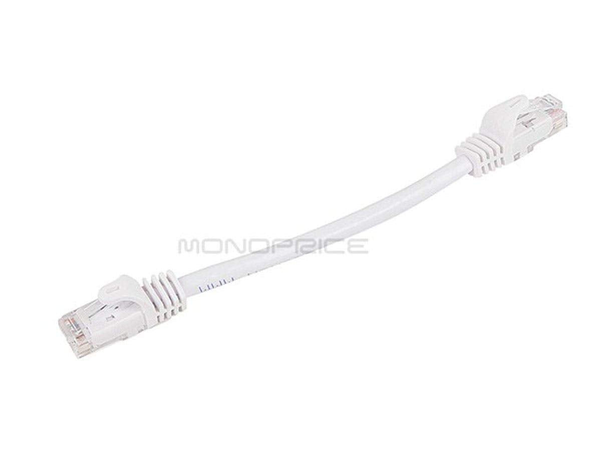 Monoprice Flexboot Cat6 Ethernet Patch Cable - Network Internet Cord - RJ45, Stranded, 550Mhz, UTP, Pure Bare Copper Wire, 24AWG, 0.5ft, White