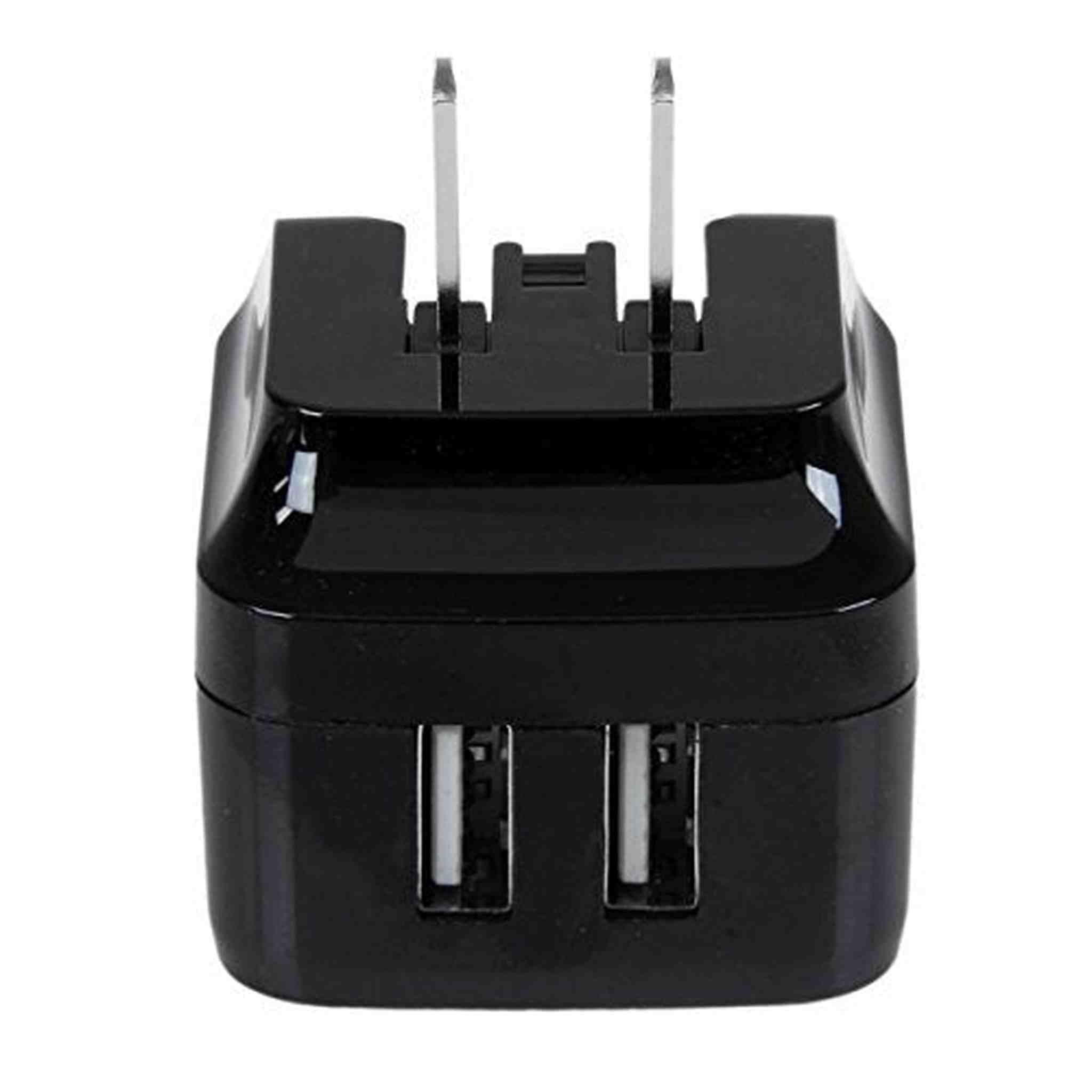 StarTech.com Travel USB Wall Charger - 2 Port - Black - Universal Travel Adapter - International Power Adapter - USB Cha