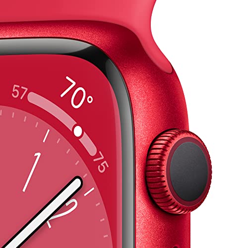 Apple Watch Series 8 [GPS 45mm] Smart Watch w/ (Product) RED Aluminum Case with (Product) RED Sport Band - S/M.
