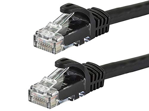 Monoprice Flexboot Cat5e Ethernet Patch Cable - Network Internet Cord - RJ45, Stranded, 350Mhz, UTP, Pure Bare Copper Wire, 24AWG, 0.5ft, Black