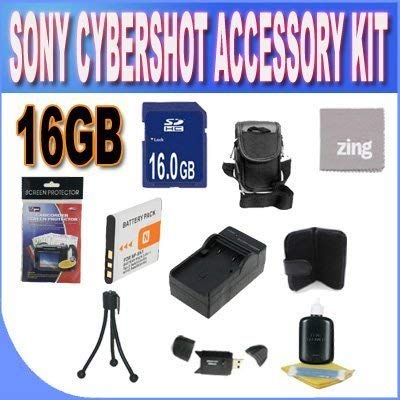 Sony Cyber-Shot Dsc-w510/w530/560/570 16GB Accessory Kit (16GB SDHC Card+ Extended Life Battery+ Rapid Charger + Memory Card Wallet+ Accessory Kit)