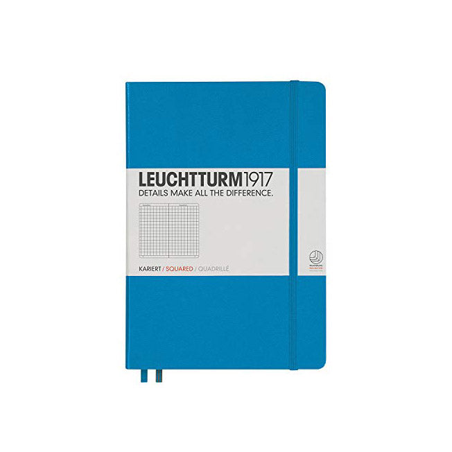 LEUCHTTURM1917 - Medium A5 Squared Hardcover Notebook (Azur) - 251 Numbered Pages