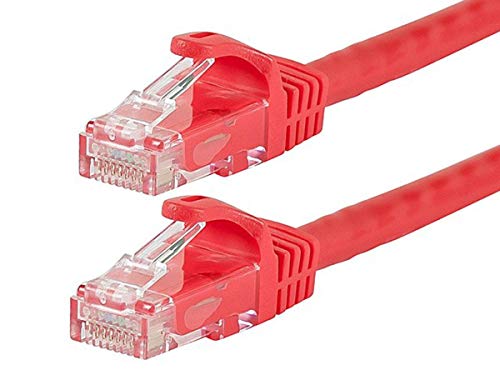 Monoprice Flexboot Cat6 Ethernet Patch Cable - Network Internet Cord - RJ45, Stranded, 550Mhz, UTP, Pure Bare Copper Wire, 24AWG, 0.5ft, Red