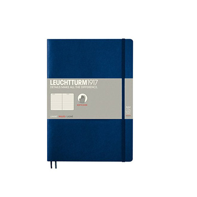 LEUCHTTURM1917 - Composition B5 Ruled Softcover Notebook (Navy) - 123 Numbered Pages