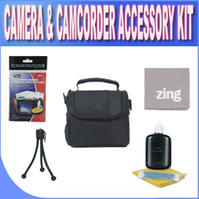 SLR Deluxe Soft Medium Camera and Video Bag + LCD screen Protectors + Table Size Tripod + Zing Micro Fiber Cleaning Cloth +Camera/Video Cleaning Accessory Kit!!!
