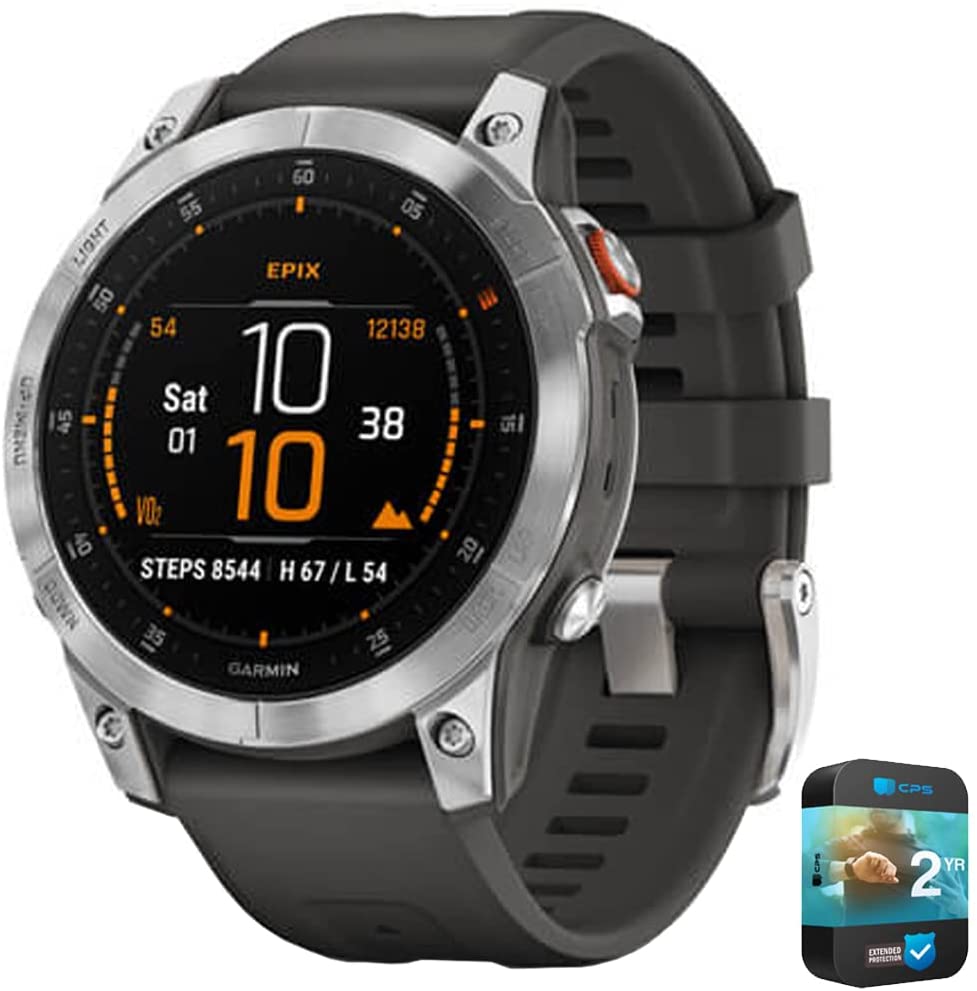 Garmin 010-02582-00 epix Gen 2 Premium Active Smartwatch Slate Steel Bundle with 2 YR CPS Enhanced Protection Pack
