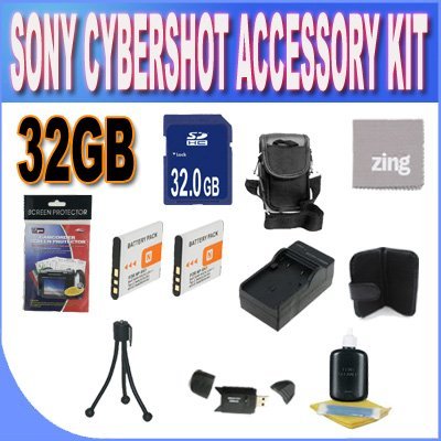 Sony Cyber-Shot Dsc-w510/w530/560/570 32GB Accessory Kit (32GB SDHC Card+ 2 Extended Life Batteries+ Rapid Charger + Memory Card Wallet+ Accessory Kit)