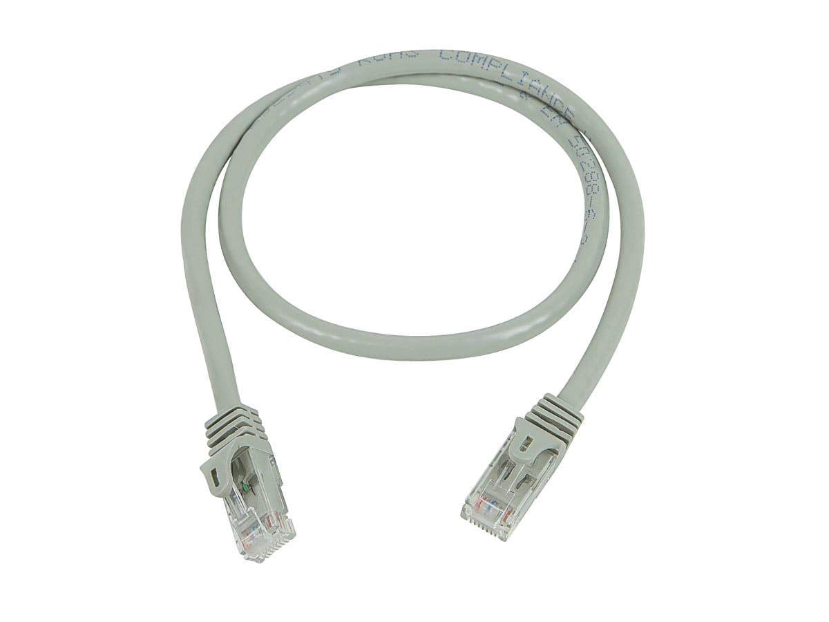 Monoprice Flexboot Cat6 Ethernet Patch Cable - Network Internet Cord - RJ45, Stranded, 550Mhz, UTP, Pure Bare Copper Wire, 24AWG, 0.5ft, Gray