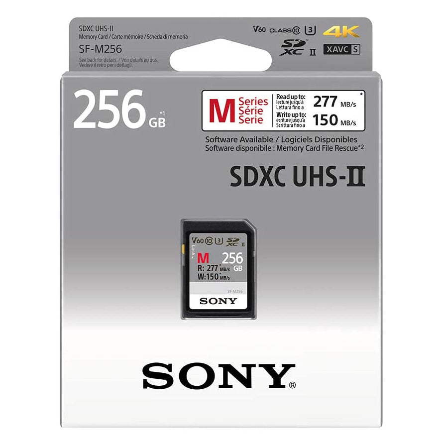 Sony M Series SDXC UHS-II Card 256GB, V60, CL10, U3, Max R277MB/S, W150MB/S (SF-M256/T2)