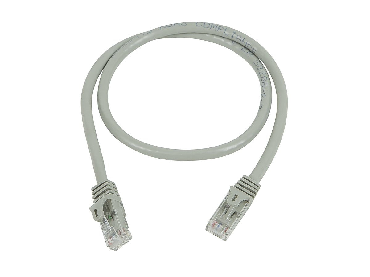 Monoprice Flexboot Cat5e Ethernet Patch Cable - Network Internet Cord - RJ45, Stranded, 350Mhz, UTP, Pure Bare Copper Wire, 24AWG, 0.5ft, Gray