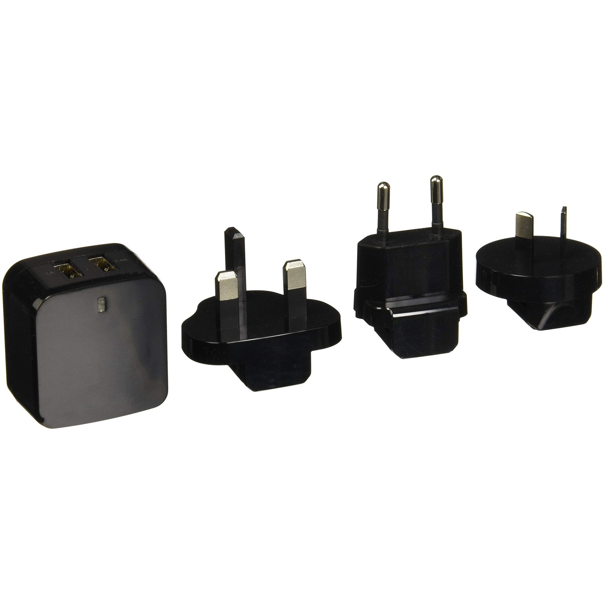 StarTech.com Travel USB Wall Charger - 2 Port - Black - Universal Travel Adapter - International Power Adapter - USB Cha