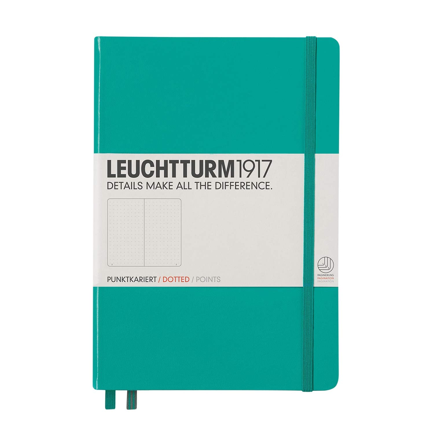 Leuchtturm1917 Medium A5 Dotted Hardcover Notebook (Emerald) - 249 Numbered Pages