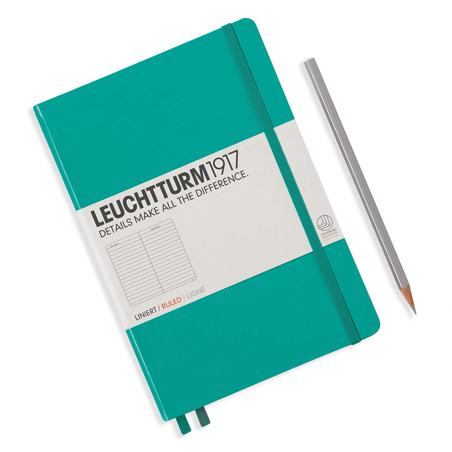 Leuchtturm1917 Medium A5 Ruled Hardcover Notebook (Emerald) - 249 Numbered Pages