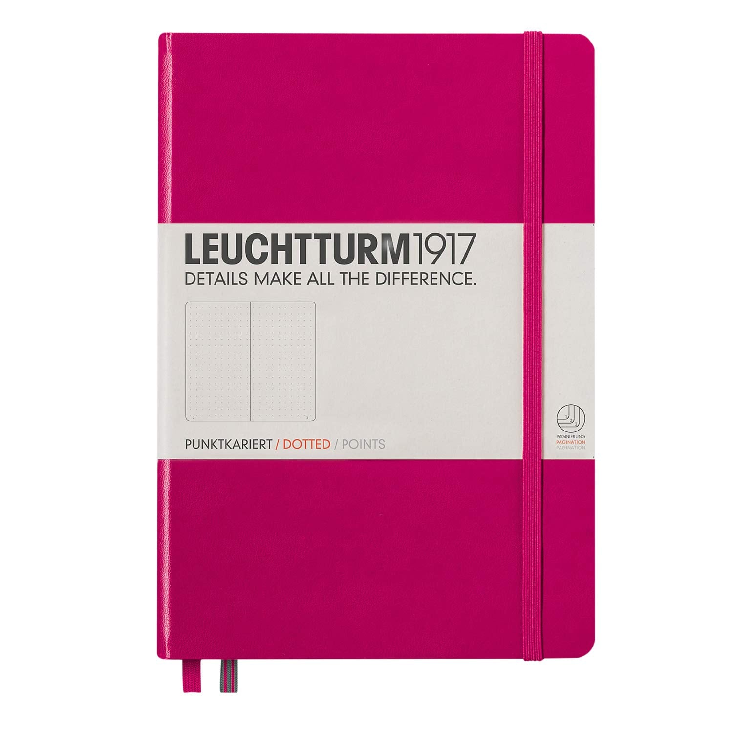 Leuchtturm1917 Medium A5 Dotted Hardcover Notebook (Berry) - 249 Numbered Pages