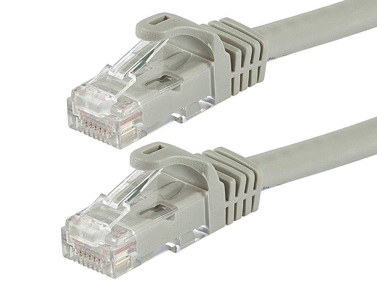 Monoprice Flexboot Cat6 Ethernet Patch Cable - Network Internet Cord - RJ45, Stranded, 550Mhz, UTP, Pure Bare Copper Wire, 24AWG, 0.5ft, Gray