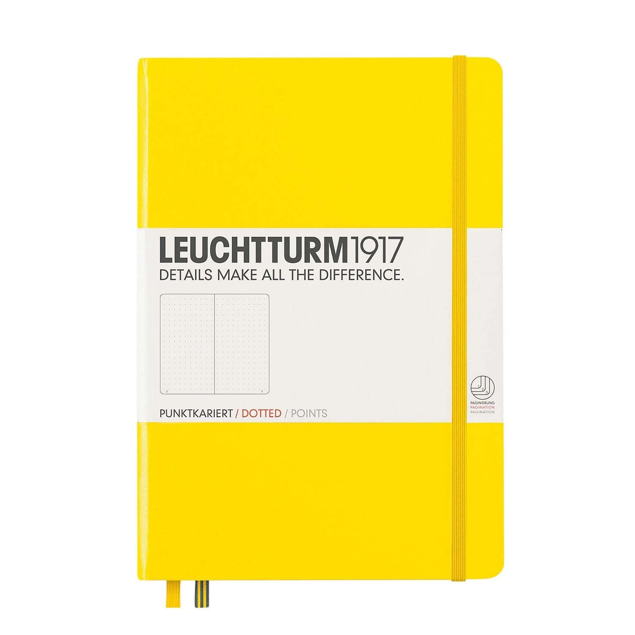 Leuchtturm1917 Medium A5 Dotted Hardcover Notebook (Lemon) - 249 Numbered Pages