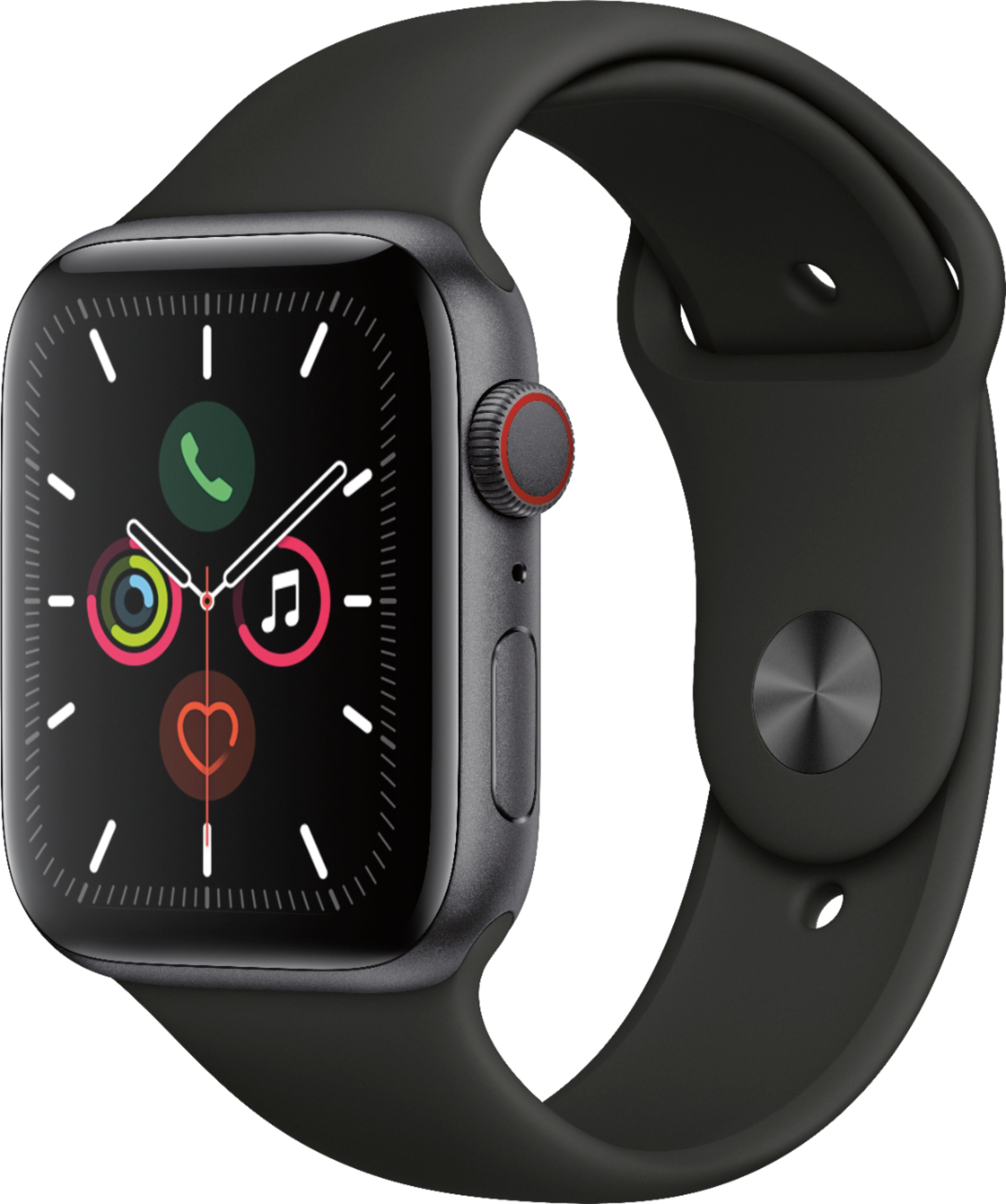 Apple Watch Series 5 (GPS + Cellular, 44mm) - Space Gray Aluminum Case with Black Sport Band