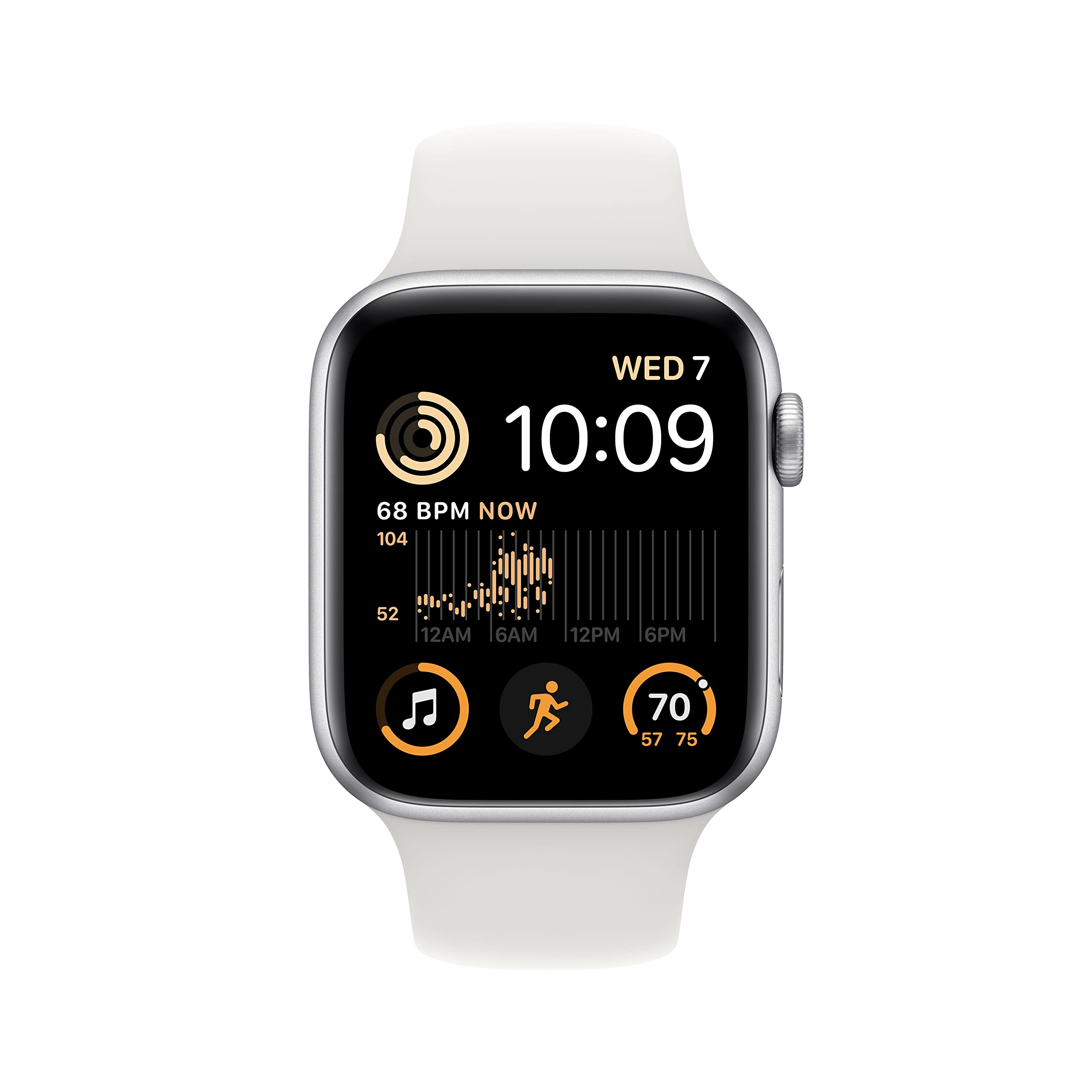 Apple Watch SE (2nd Gen) [GPS 44mm] Smart Watch w/Silver Aluminum Case & White Sport Band - S/M.