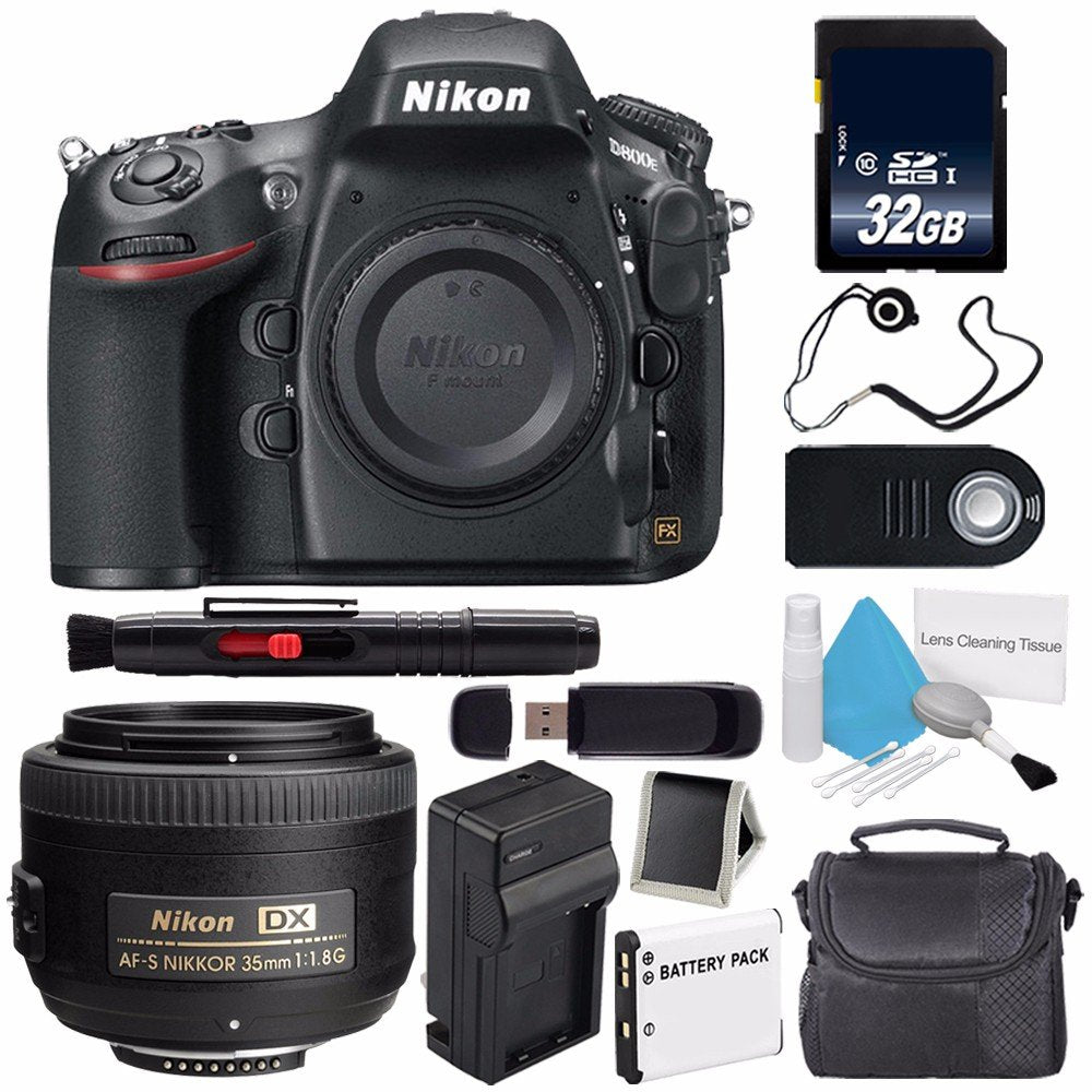 Nikon D800E Digital Camera (Body Only) (International Model) + Nikon AF-S DX NIKKOR 35mm f/1.8G Lens + 32GB Memory Card Supreme Bundle