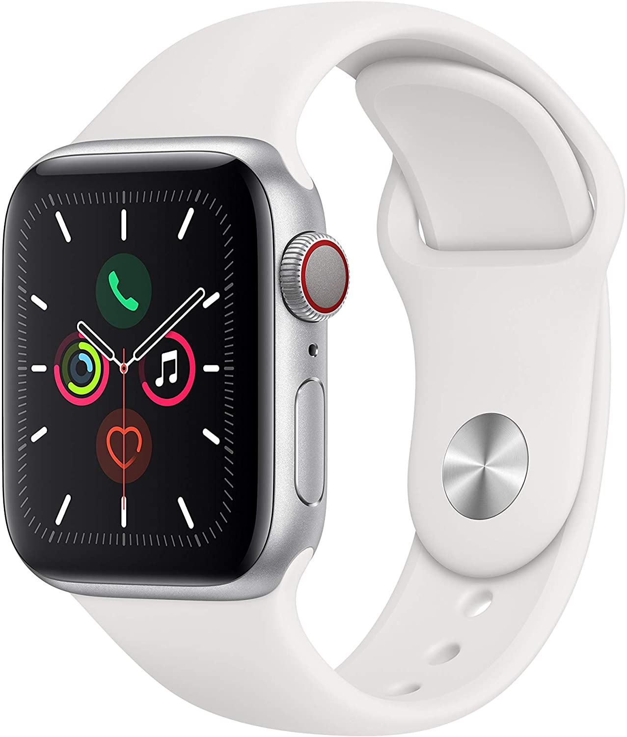 Apple Watch Series 5 (GPS + Cellular, 40mm) - Silver Aluminum Case with White Sport Band